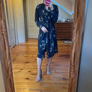 Vince silk waist tie dress